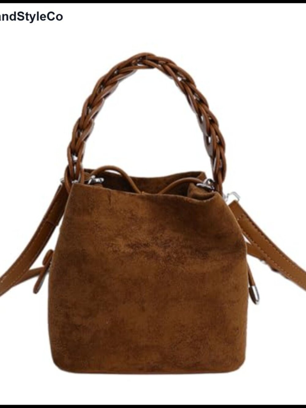 Mini Suede Bucket Bag Faux Suede Hobo Crossbody Woven Purse